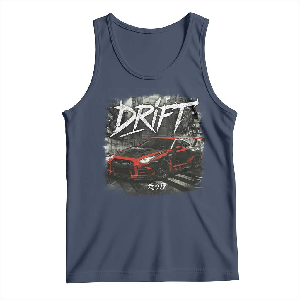 Vintage Japanese Drift Race Car Tank Top Retro Vintage JDM Tokyo Japan Drifting - Wonder Print Shop