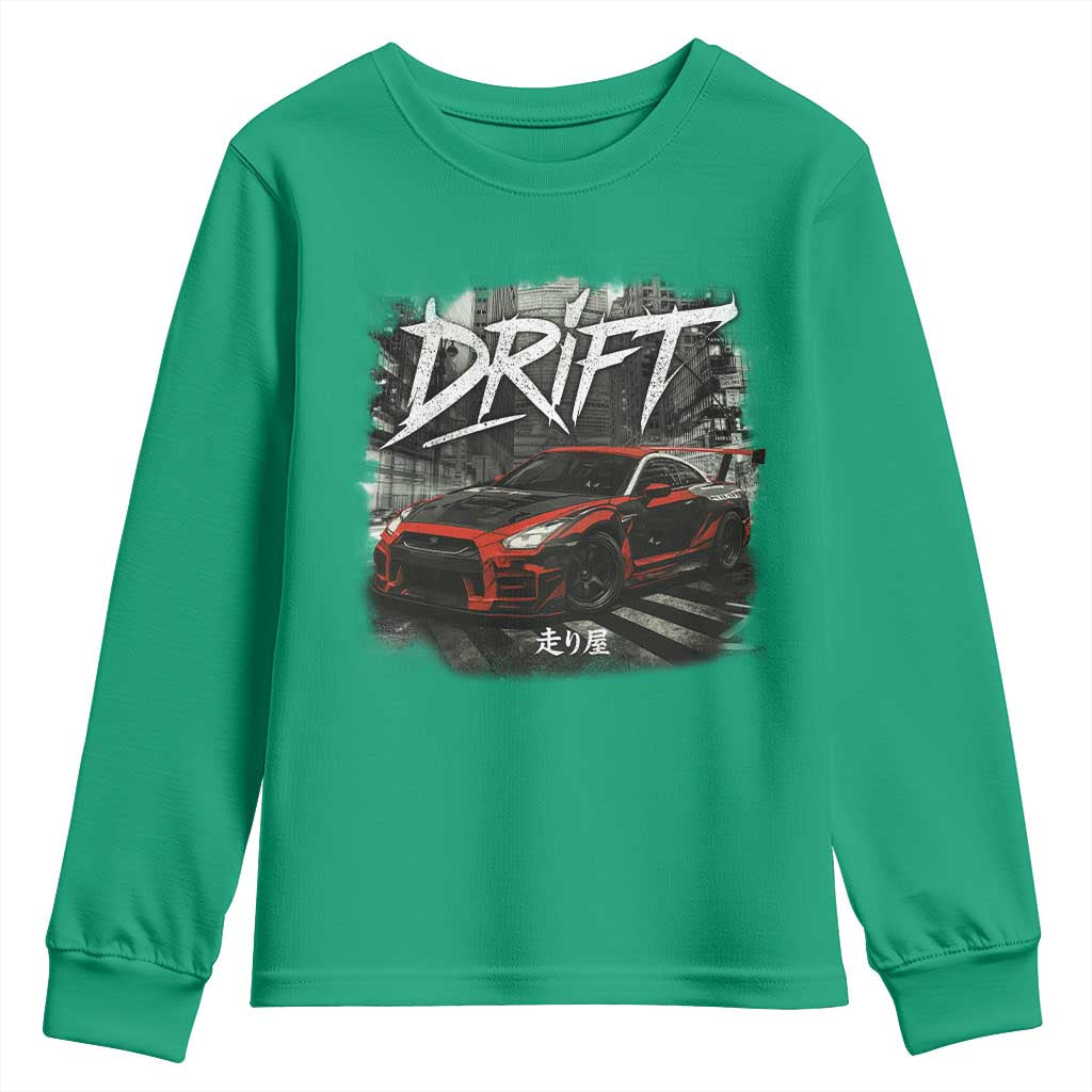Vintage Japanese Drift Race Car Youth Sweatshirt Retro Vintage JDM Tokyo Japan Drifting - Wonder Print Shop