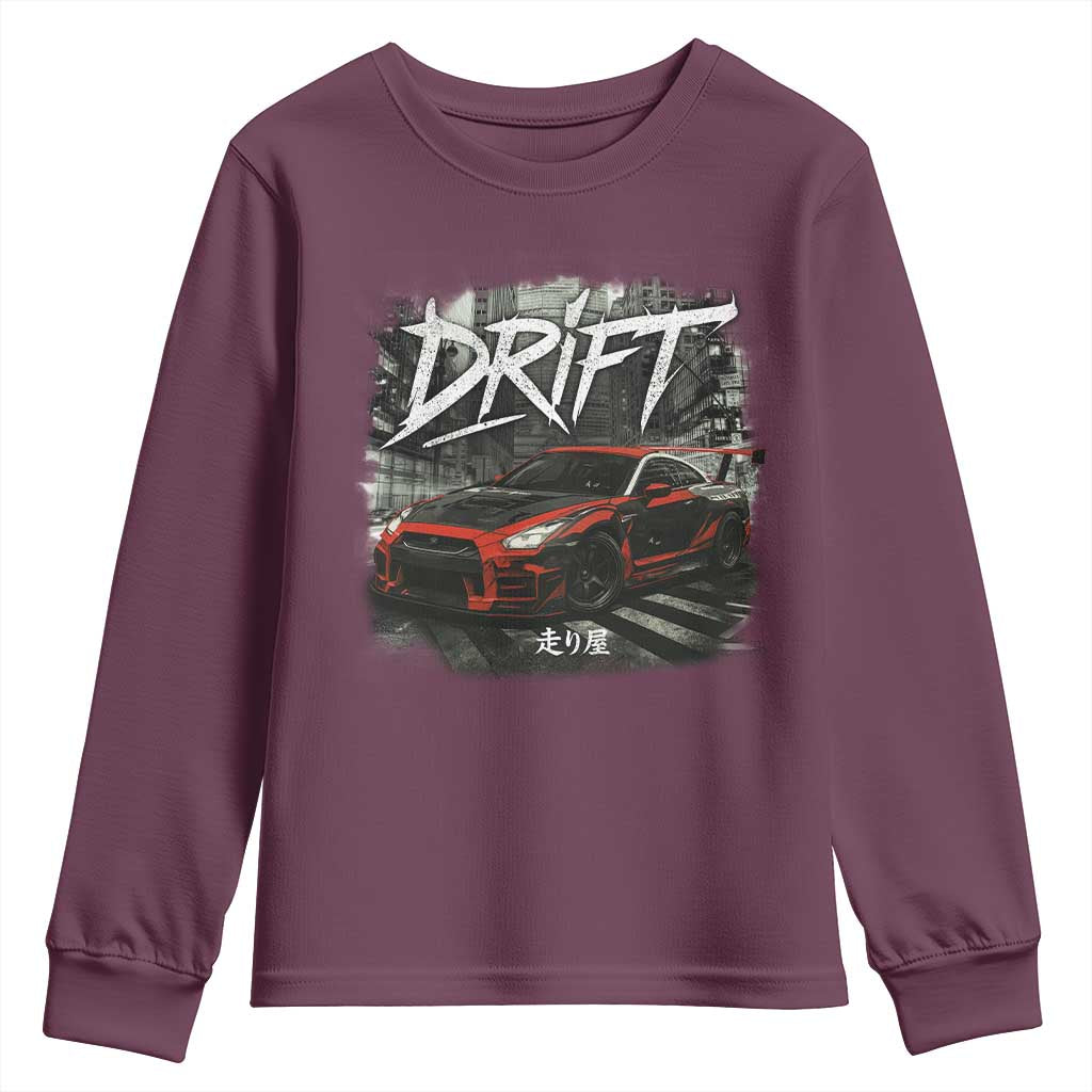 Vintage Japanese Drift Race Car Youth Sweatshirt Retro Vintage JDM Tokyo Japan Drifting - Wonder Print Shop