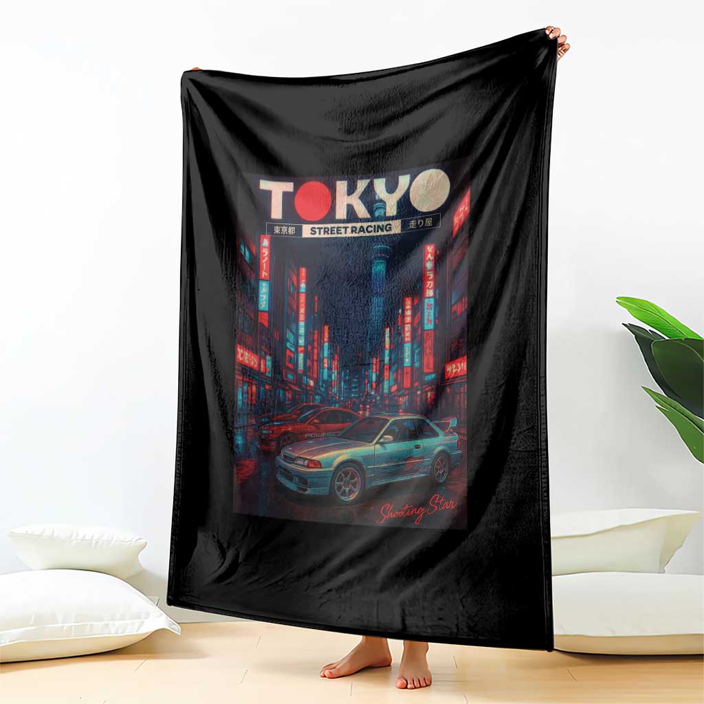 Distress JDM Tokyo Japan Drift Race Car Throw Blanket Retro Vintage Japanese Graphic - Wonder Print Shop
