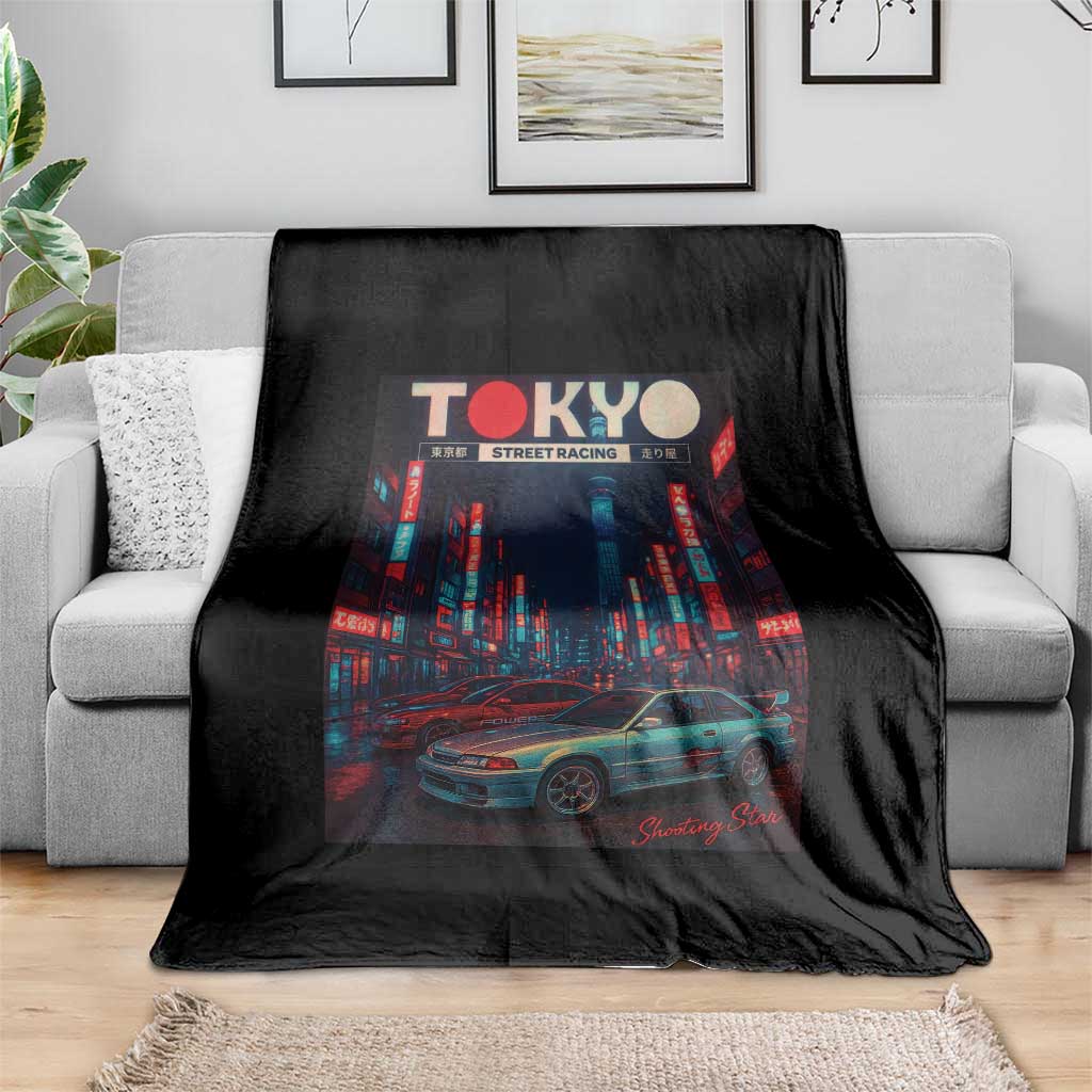 Distress JDM Tokyo Japan Drift Race Car Throw Blanket Retro Vintage Japanese Graphic - Wonder Print Shop