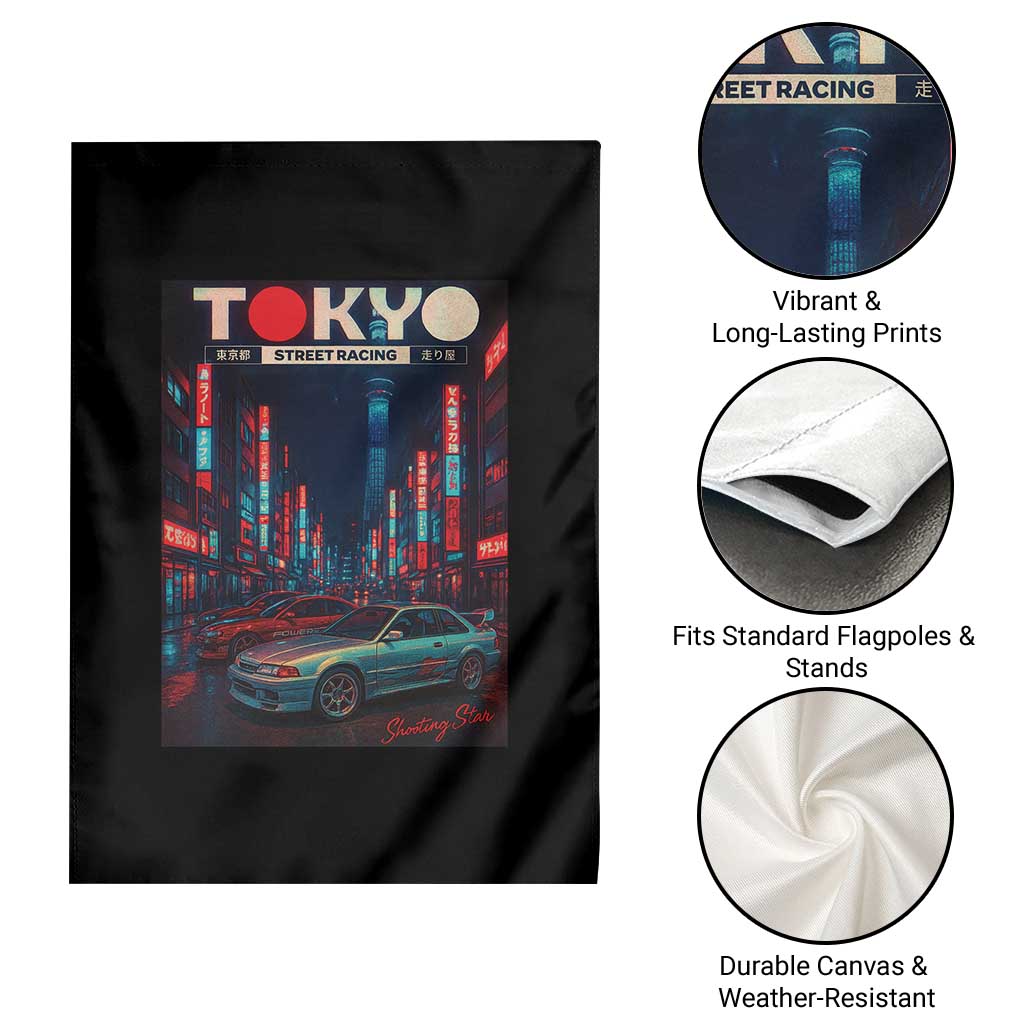 Distress JDM Tokyo Japan Drift Race Car Garden Flag Retro Vintage Japanese Graphic - Wonder Print Shop