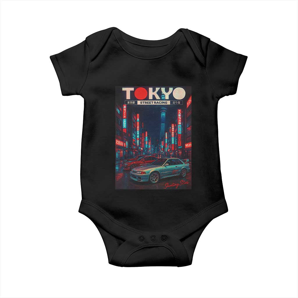 Distress JDM Tokyo Japan Drift Race Car Baby Onesie Retro Vintage Japanese Graphic - Wonder Print Shop