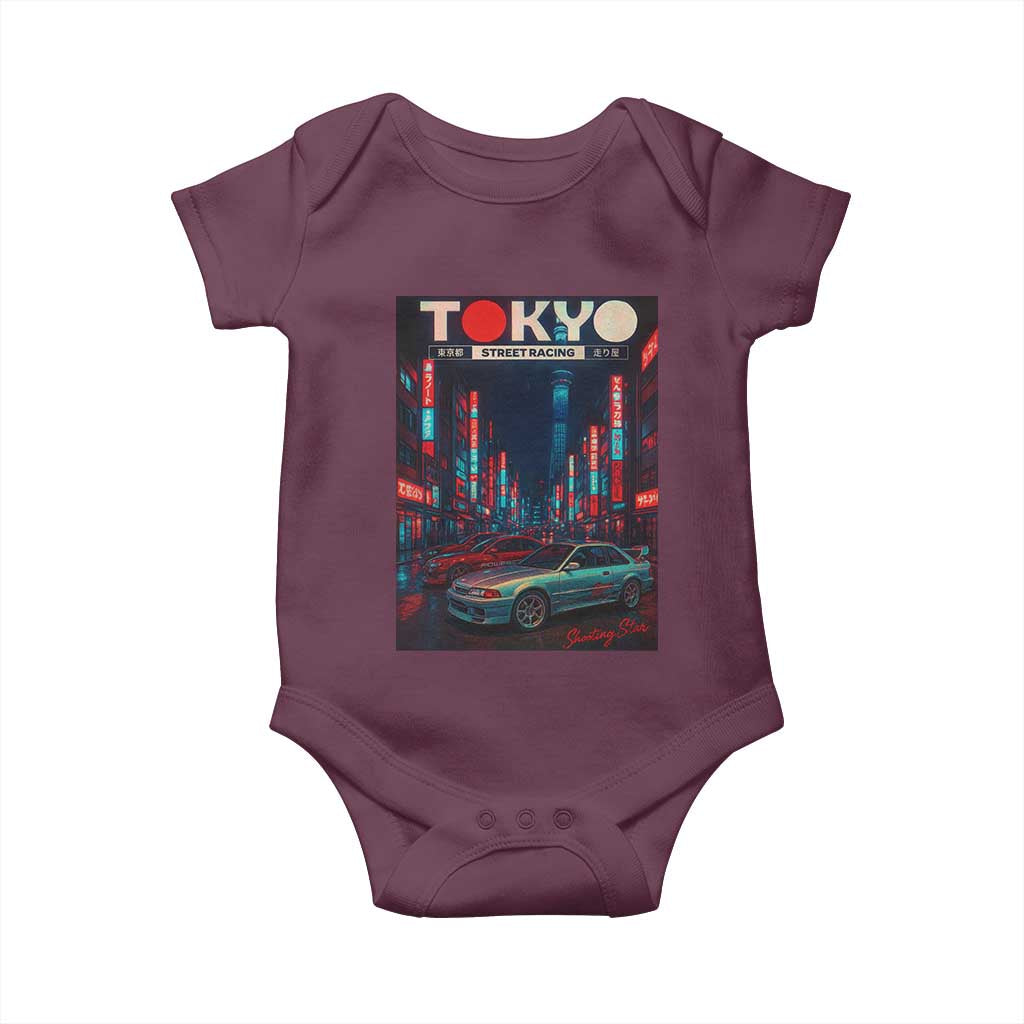 Distress JDM Tokyo Japan Drift Race Car Baby Onesie Retro Vintage Japanese Graphic - Wonder Print Shop
