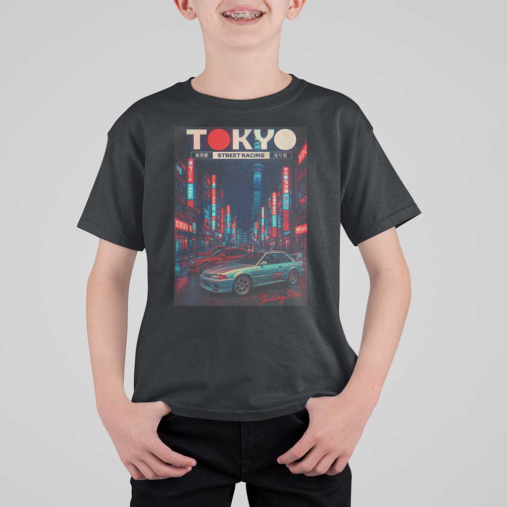 Distress JDM Tokyo Japan Drift Race Car T Shirt For Kid Retro Vintage Japanese Graphic - Wonder Print Shop