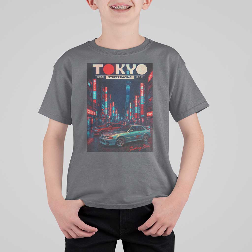 Distress JDM Tokyo Japan Drift Race Car T Shirt For Kid Retro Vintage Japanese Graphic - Wonder Print Shop