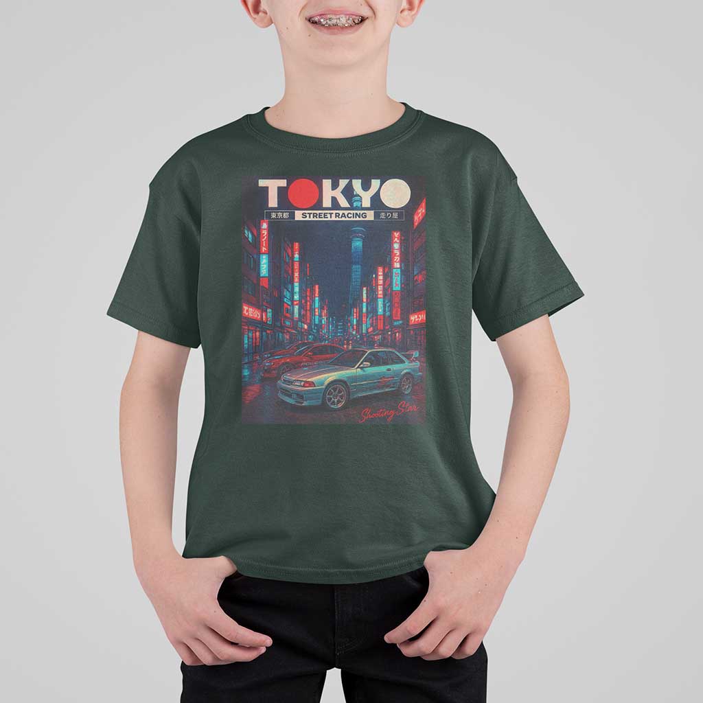 Distress JDM Tokyo Japan Drift Race Car T Shirt For Kid Retro Vintage Japanese Graphic - Wonder Print Shop