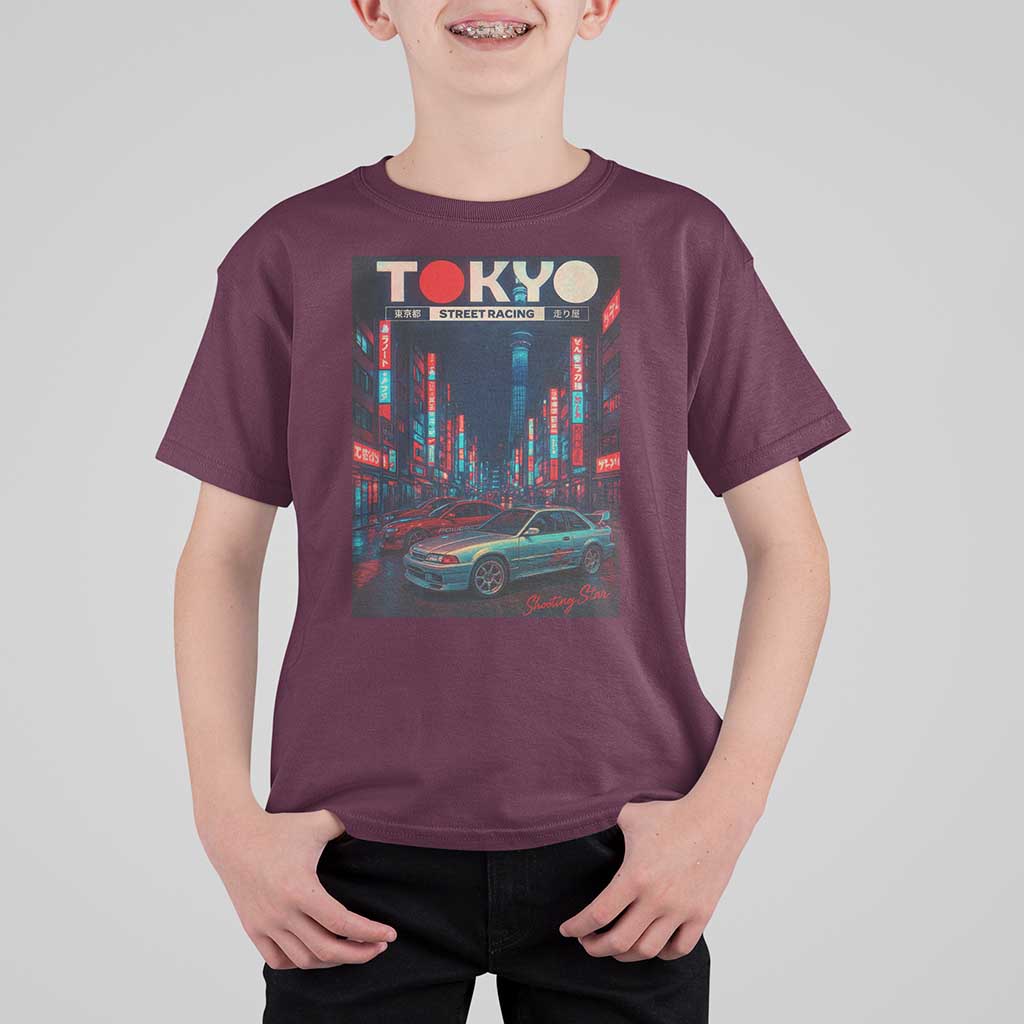 Distress JDM Tokyo Japan Drift Race Car T Shirt For Kid Retro Vintage Japanese Graphic - Wonder Print Shop
