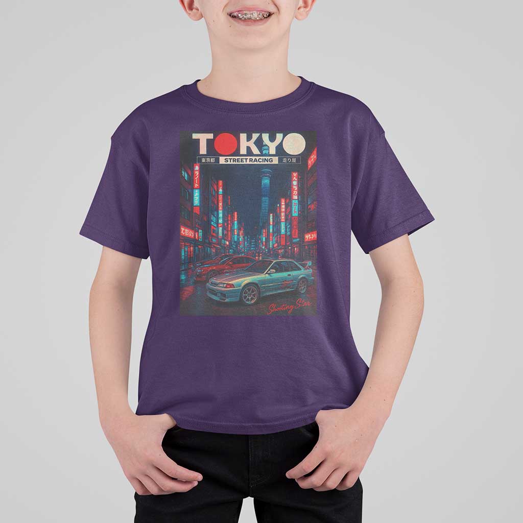 Distress JDM Tokyo Japan Drift Race Car T Shirt For Kid Retro Vintage Japanese Graphic - Wonder Print Shop