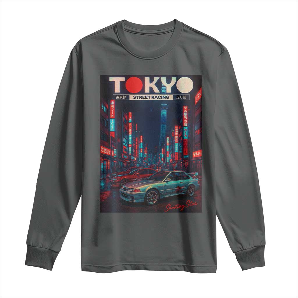 Distress JDM Tokyo Japan Drift Race Car Long Sleeve Shirt Retro Vintage Japanese Graphic - Wonder Print Shop