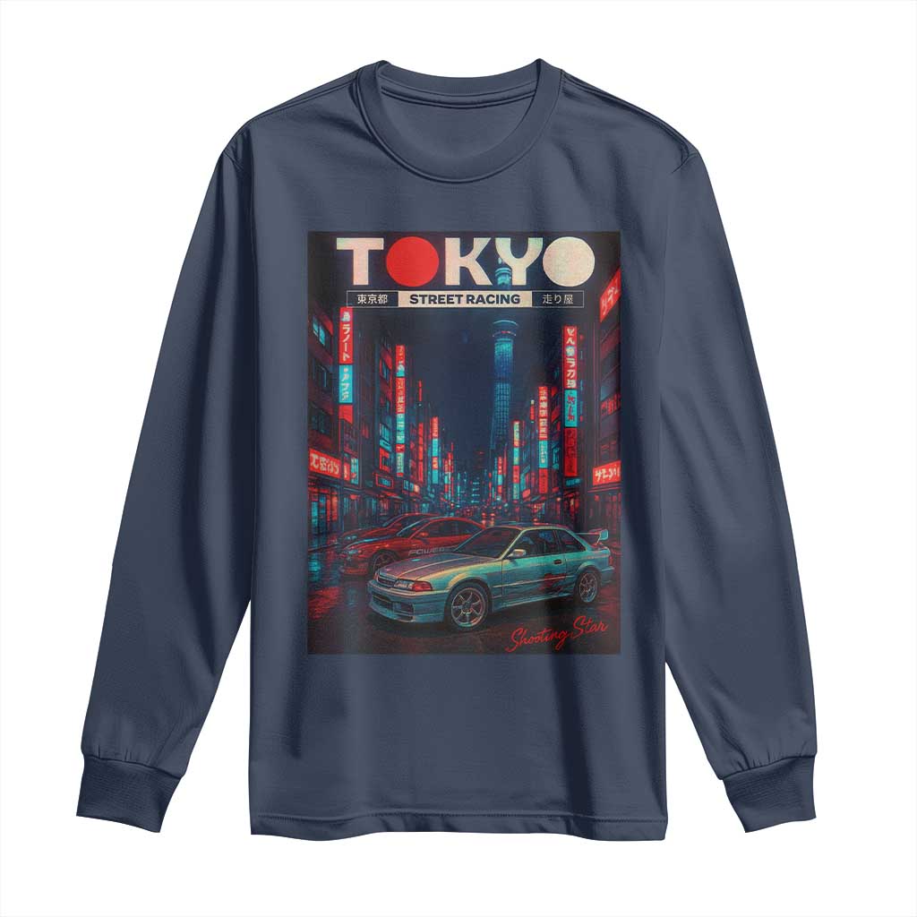 Distress JDM Tokyo Japan Drift Race Car Long Sleeve Shirt Retro Vintage Japanese Graphic - Wonder Print Shop
