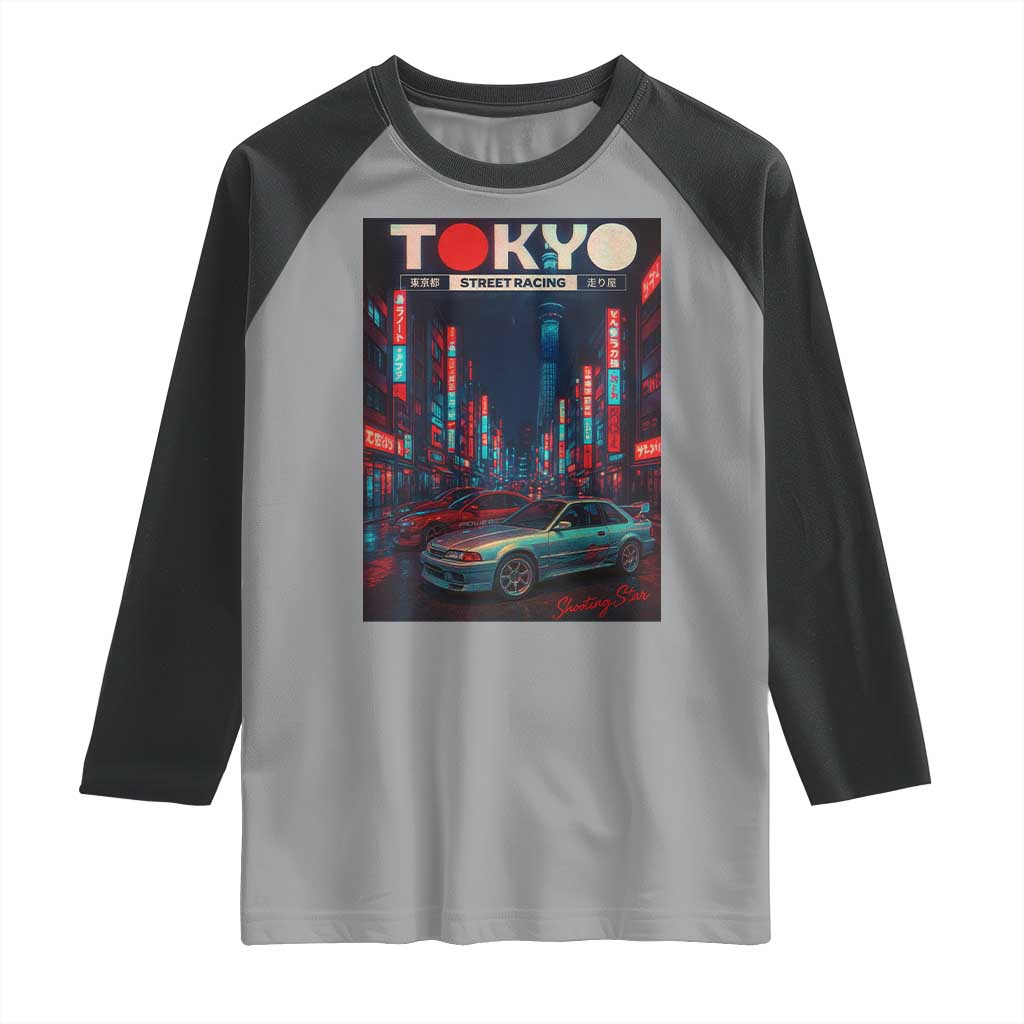 Distress JDM Tokyo Japan Drift Race Car Raglan Shirt Retro Vintage Japanese Graphic - Wonder Print Shop