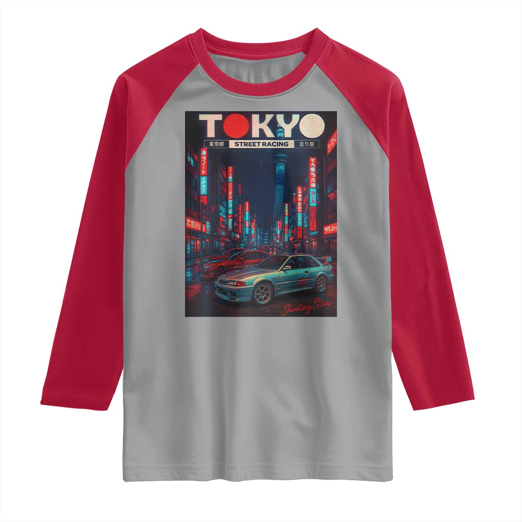 Distress JDM Tokyo Japan Drift Race Car Raglan Shirt Retro Vintage Japanese Graphic - Wonder Print Shop