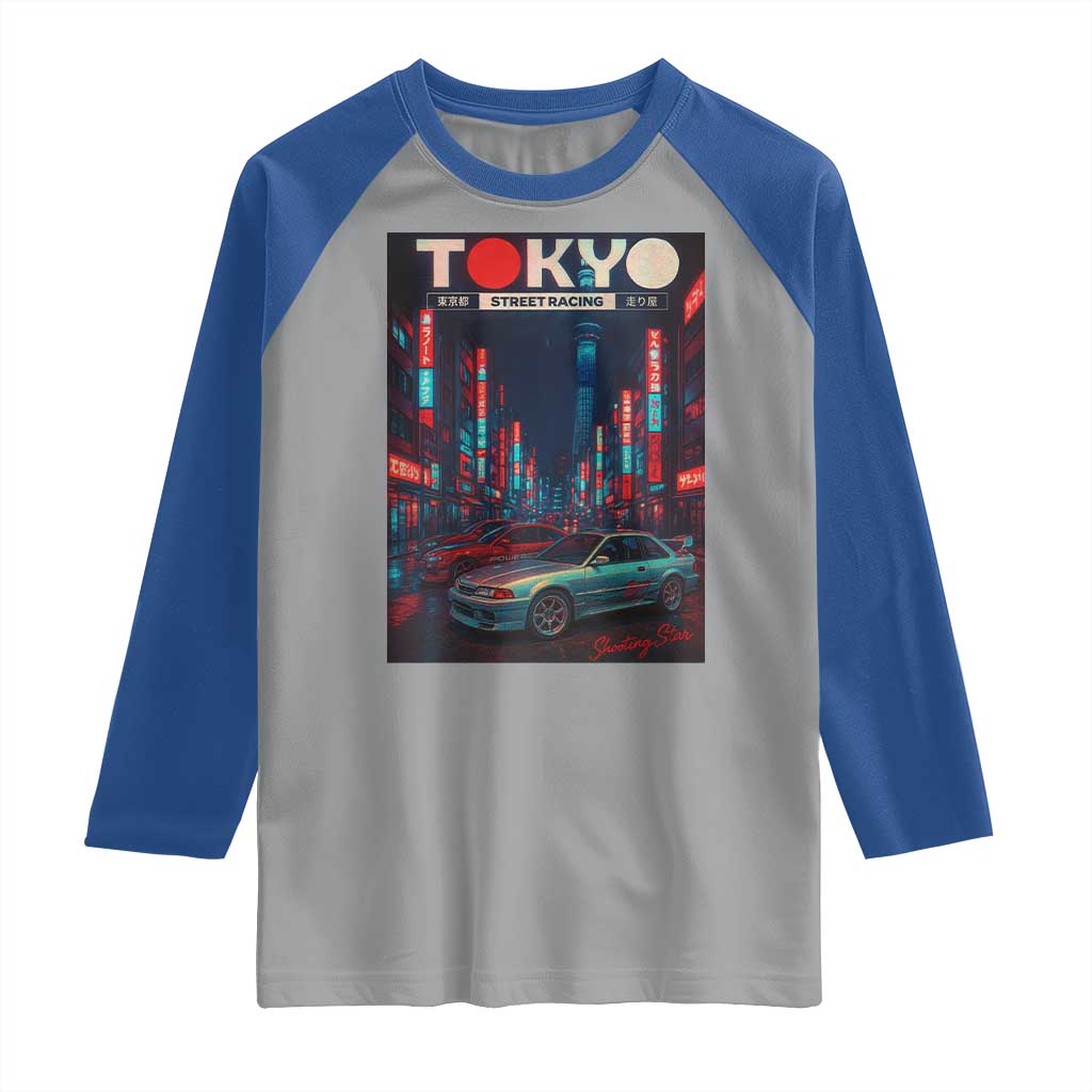 Distress JDM Tokyo Japan Drift Race Car Raglan Shirt Retro Vintage Japanese Graphic - Wonder Print Shop