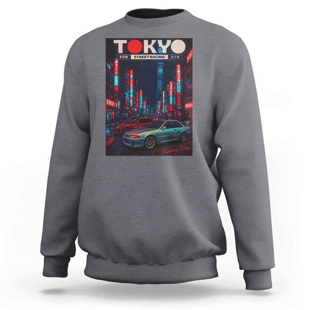 Distress JDM Tokyo Japan Drift Race Car Sweatshirt Retro Vintage Japanese Graphic - Wonder Print Shop