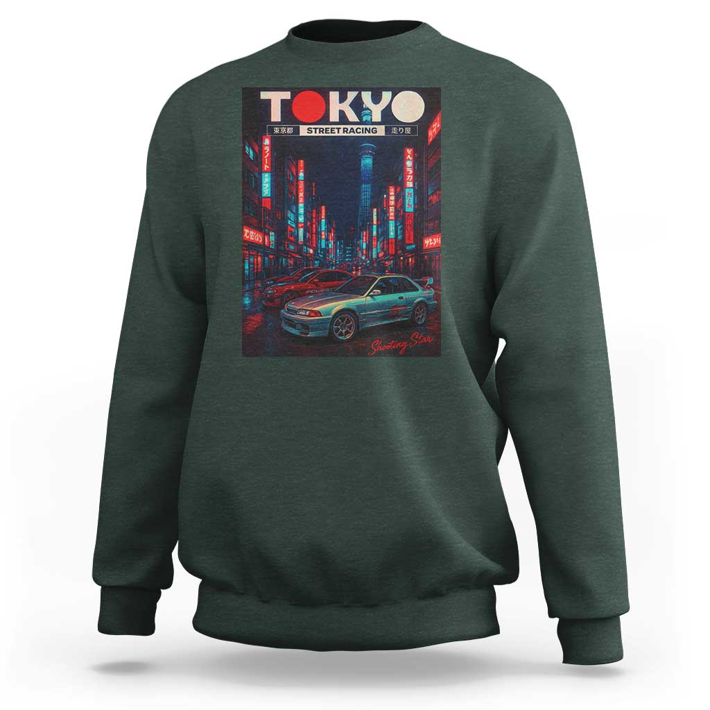 Distress JDM Tokyo Japan Drift Race Car Sweatshirt Retro Vintage Japanese Graphic - Wonder Print Shop