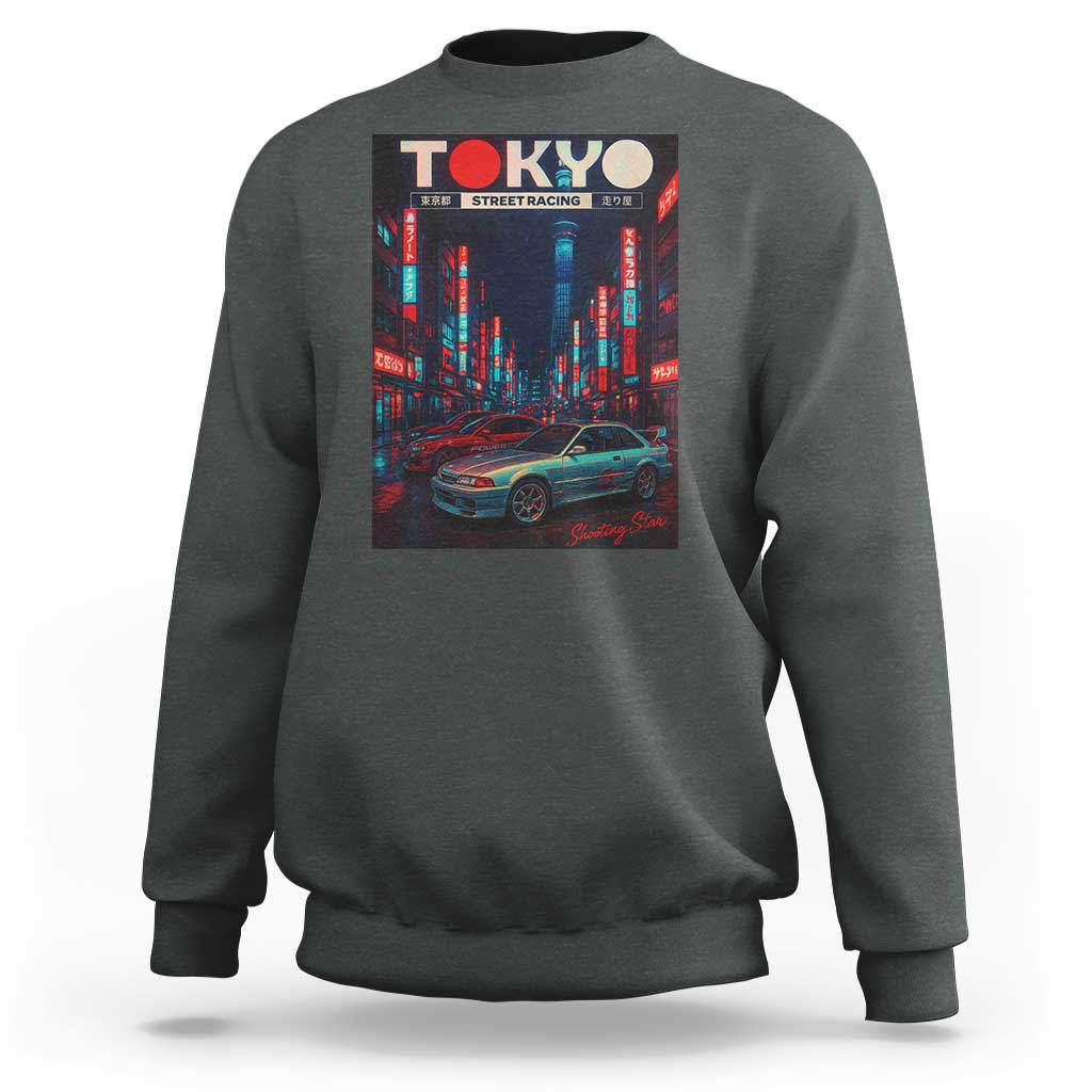 Distress JDM Tokyo Japan Drift Race Car Sweatshirt Retro Vintage Japanese Graphic - Wonder Print Shop
