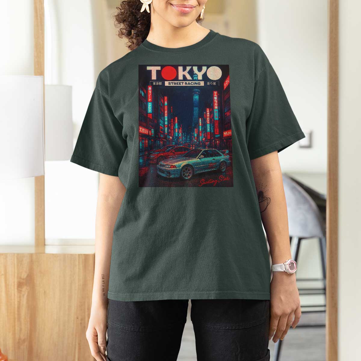 Distress JDM Tokyo Japan Drift Race Car T Shirt For Women Retro Vintage Japanese Graphic - Wonder Print Shop