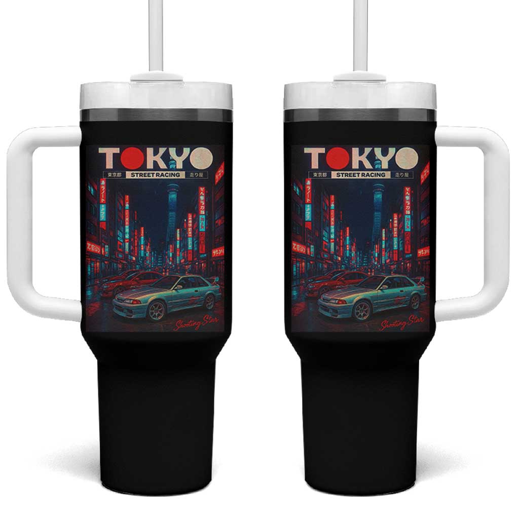 Distress JDM Tokyo Japan Drift Race Car Tumbler With Handle Retro Vintage Japanese Graphic - Wonder Print Shop