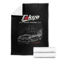 Retro JDM Drift Car Throw Blanket Japanese Tokyo Japan Drifting Race Car - Wonder Print Shop