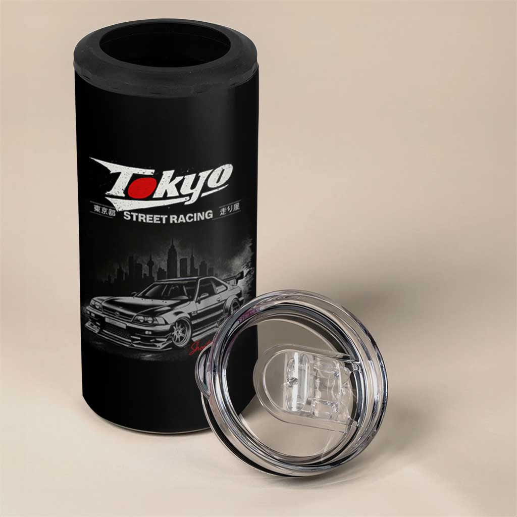 Retro JDM Drift Car 4 in 1 Can Cooler Tumbler Japanese Tokyo Japan Drifting Race Car - Wonder Print Shop