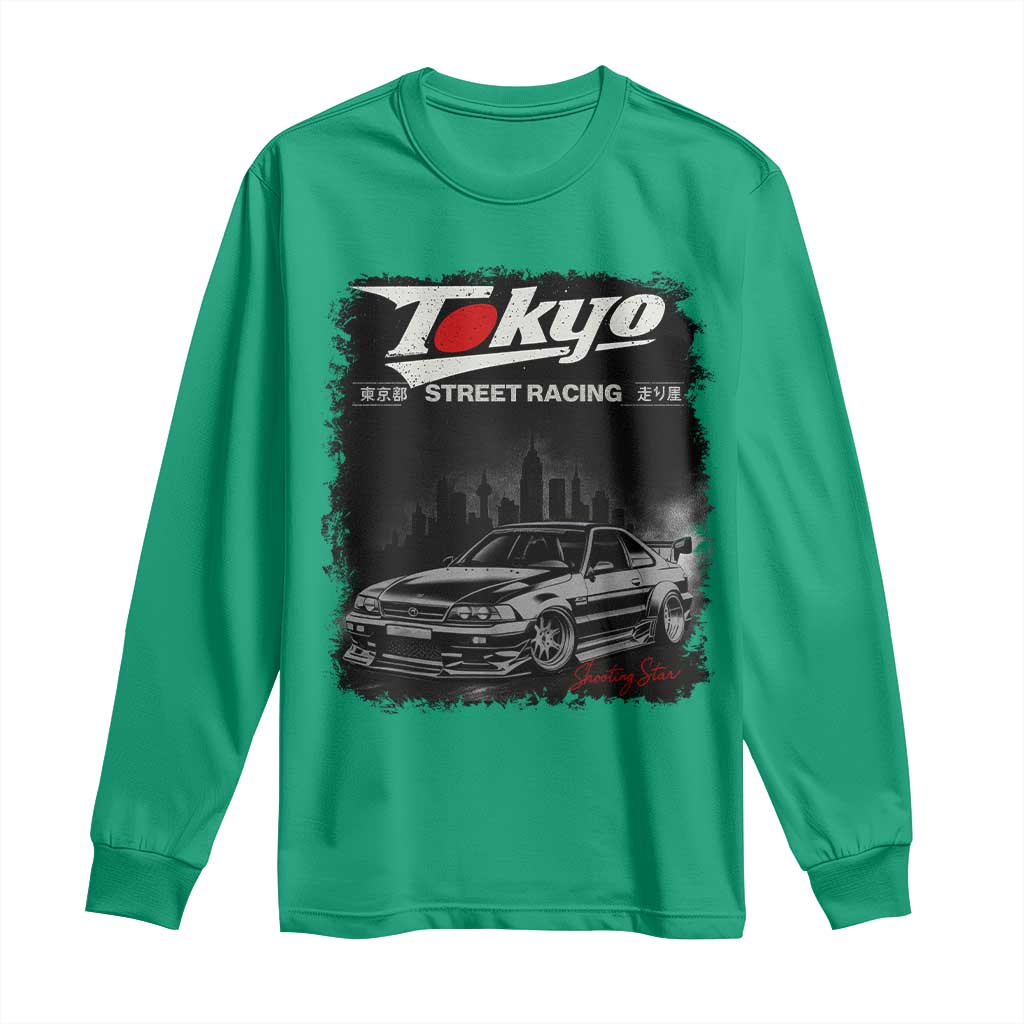 Retro JDM Drift Car Long Sleeve Shirt Japanese Tokyo Japan Drifting Race Car - Wonder Print Shop