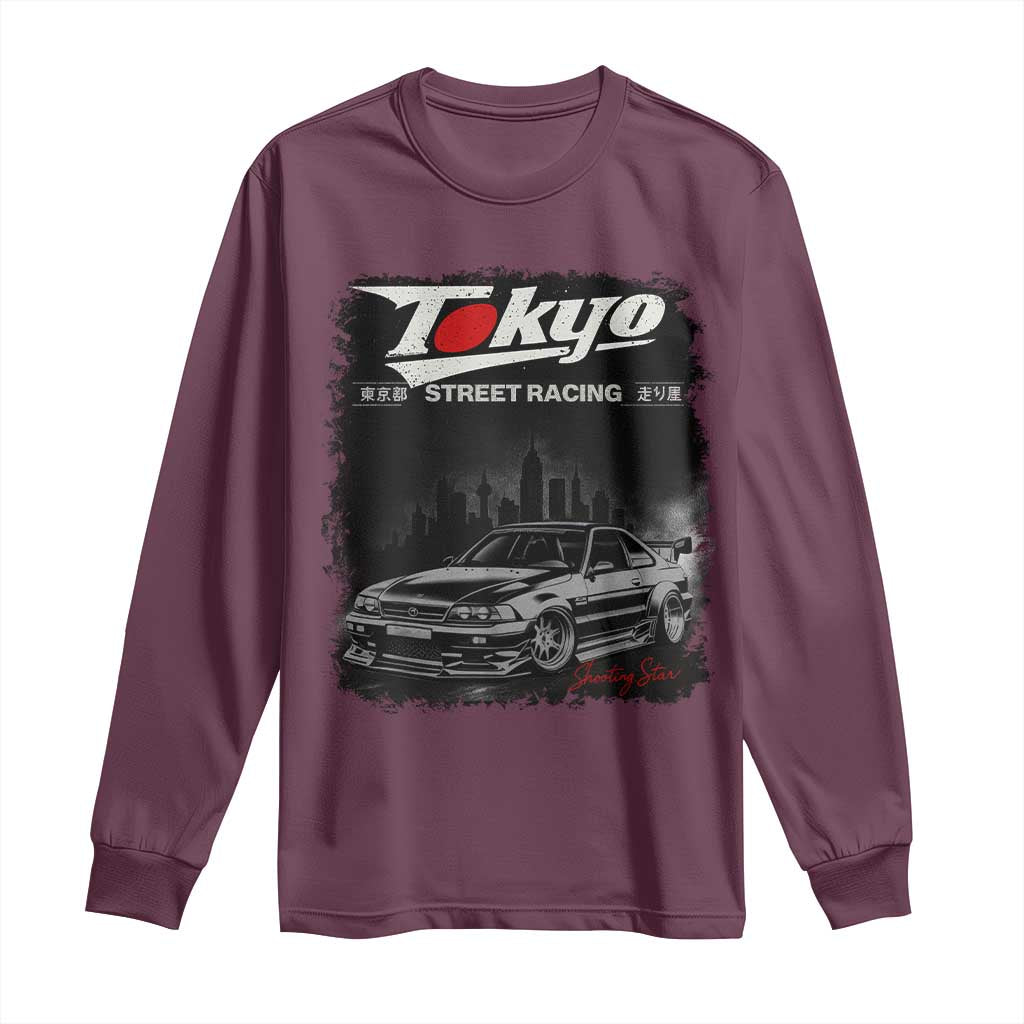 Retro JDM Drift Car Long Sleeve Shirt Japanese Tokyo Japan Drifting Race Car - Wonder Print Shop
