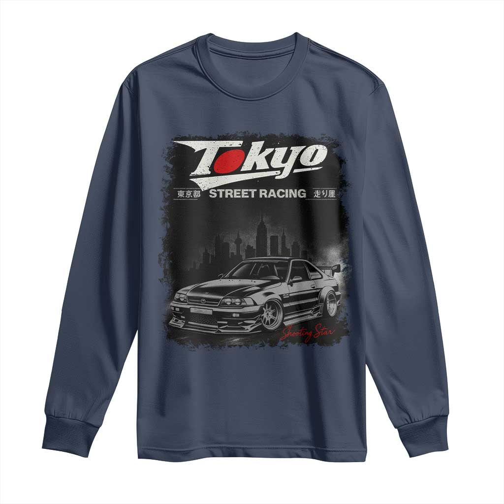 Retro JDM Drift Car Long Sleeve Shirt Japanese Tokyo Japan Drifting Race Car - Wonder Print Shop