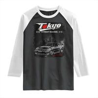 Retro JDM Drift Car Raglan Shirt Japanese Tokyo Japan Drifting Race Car - Wonder Print Shop