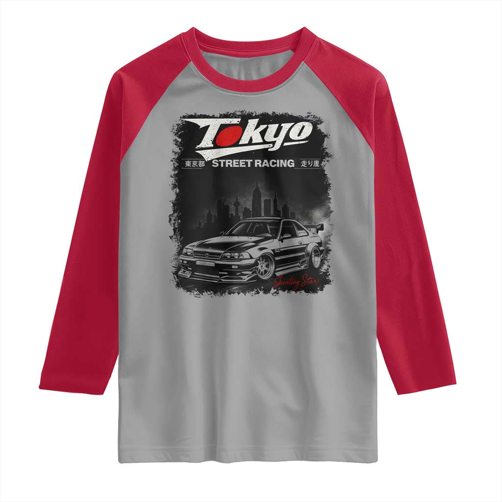 Retro JDM Drift Car Raglan Shirt Japanese Tokyo Japan Drifting Race Car - Wonder Print Shop