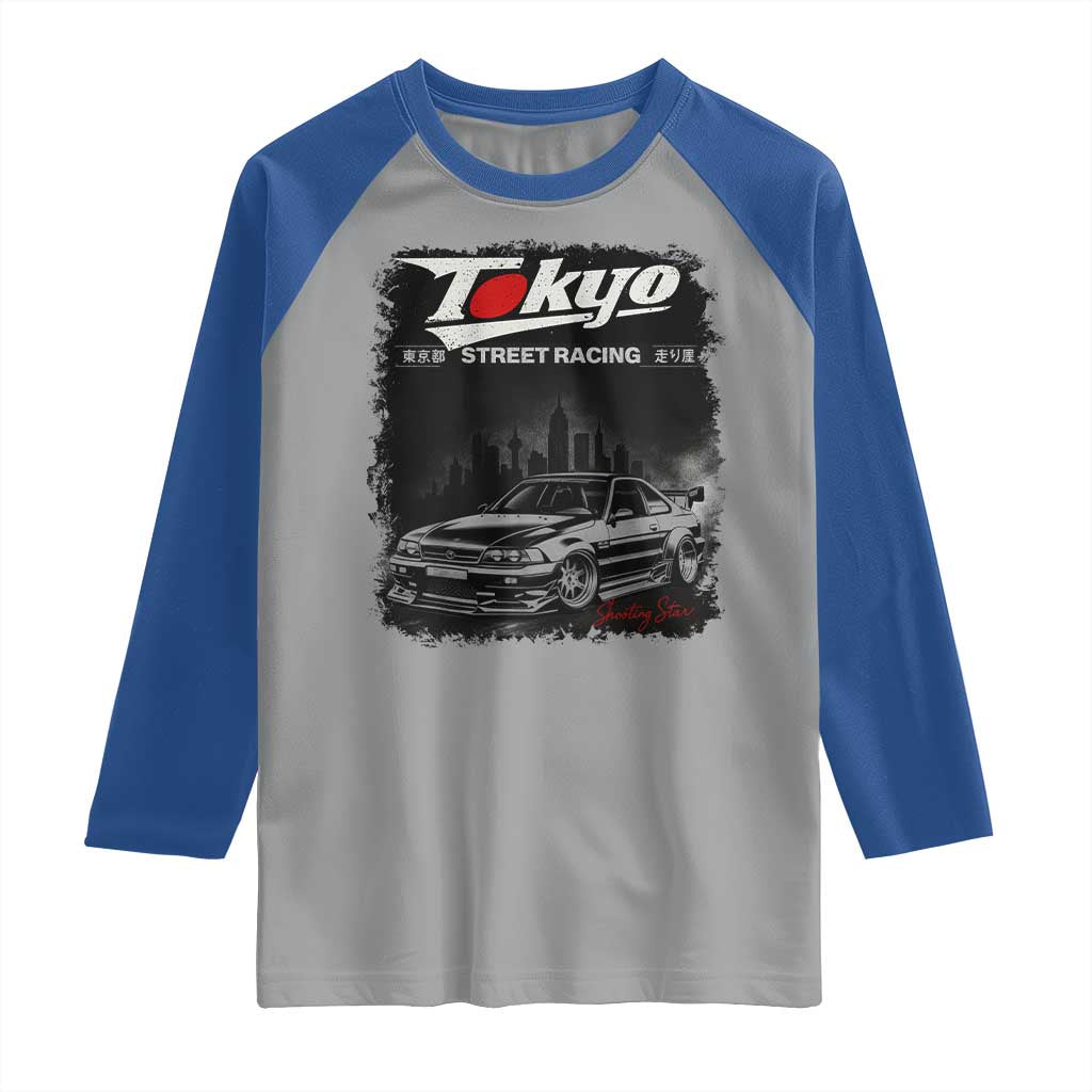 Retro JDM Drift Car Raglan Shirt Japanese Tokyo Japan Drifting Race Car - Wonder Print Shop