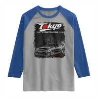 Retro JDM Drift Car Raglan Shirt Japanese Tokyo Japan Drifting Race Car - Wonder Print Shop