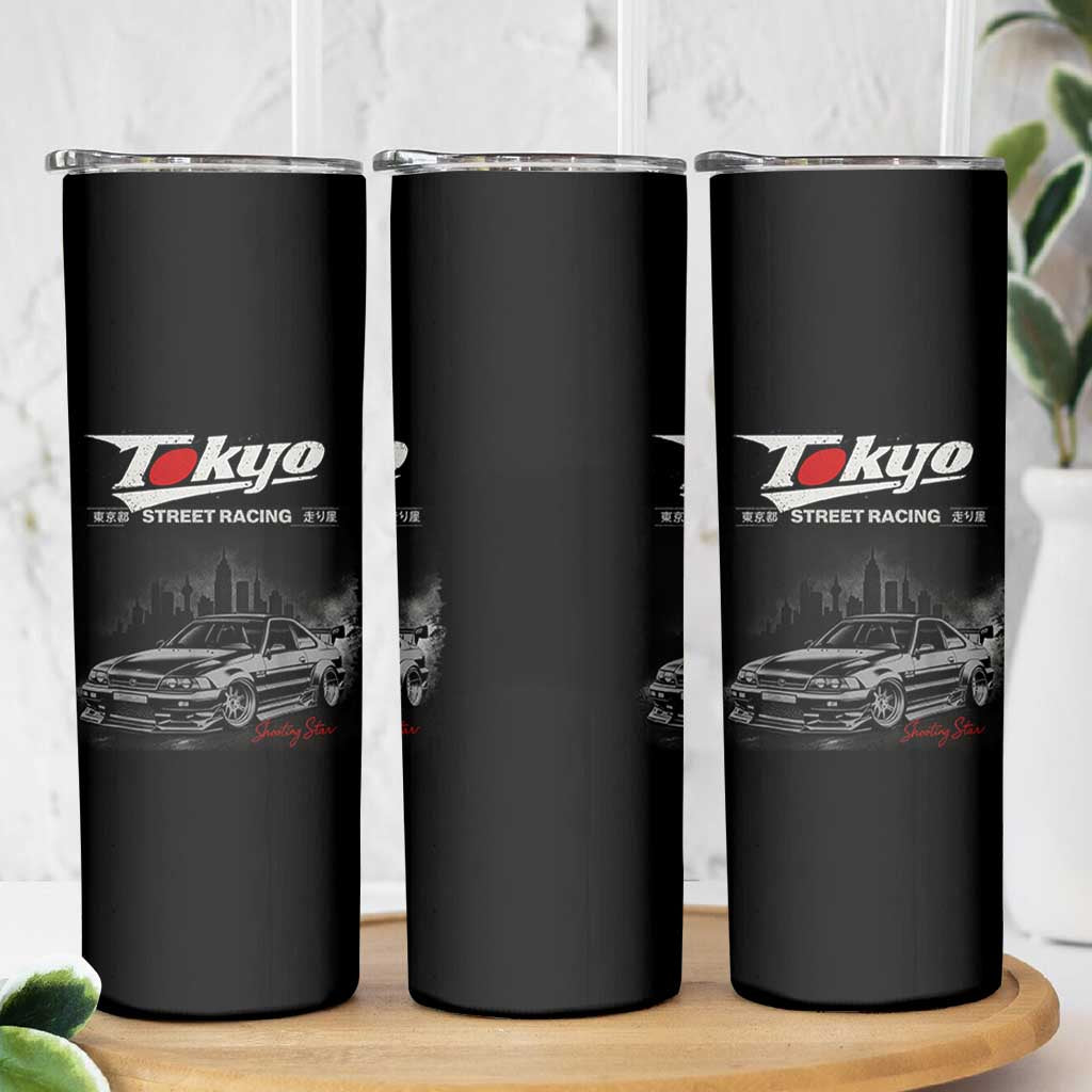 Retro JDM Drift Car Skinny Tumbler Japanese Tokyo Japan Drifting Race Car - Wonder Print Shop