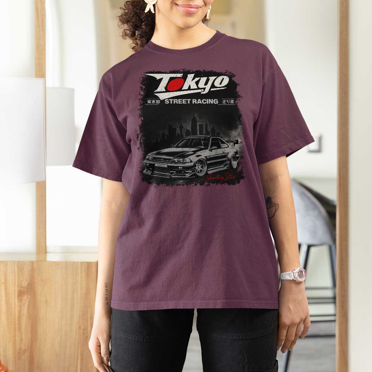 Retro JDM Drift Car T Shirt For Women Japanese Tokyo Japan Drifting Race Car - Wonder Print Shop