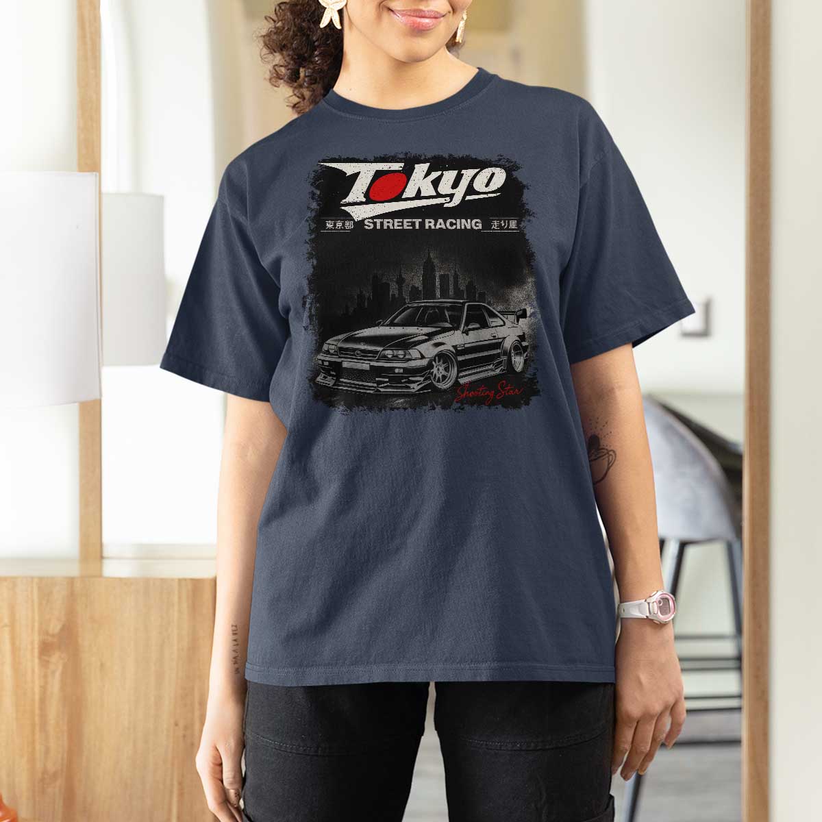 Retro JDM Drift Car T Shirt For Women Japanese Tokyo Japan Drifting Race Car - Wonder Print Shop