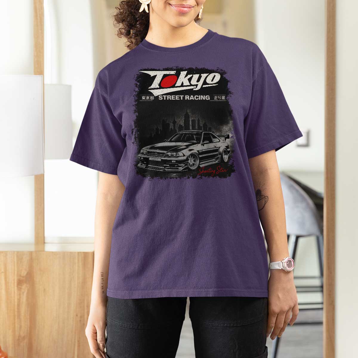Retro JDM Drift Car T Shirt For Women Japanese Tokyo Japan Drifting Race Car - Wonder Print Shop