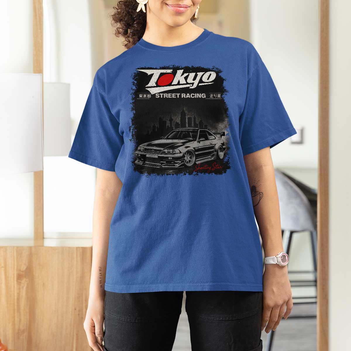 Retro JDM Drift Car T Shirt For Women Japanese Tokyo Japan Drifting Race Car - Wonder Print Shop