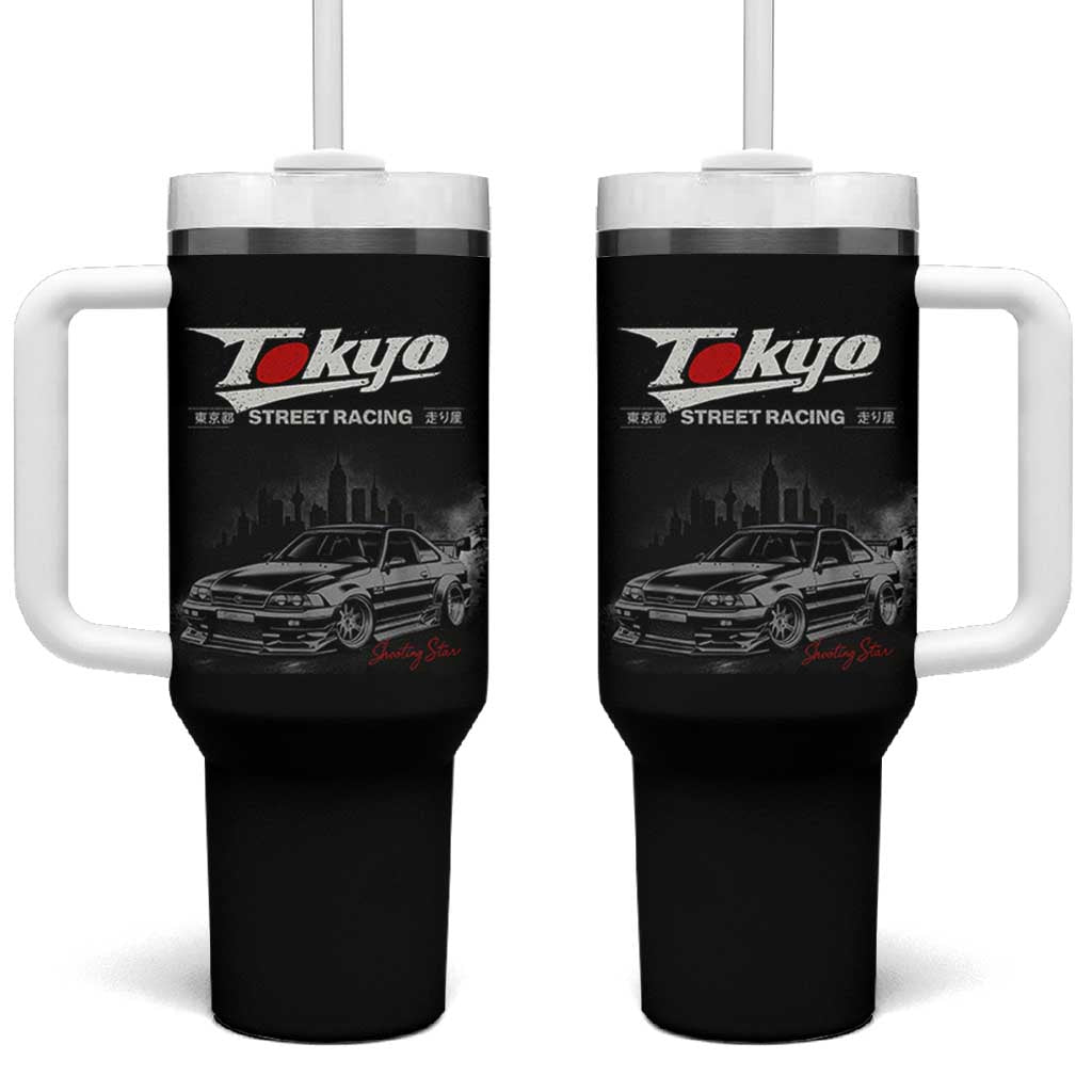 Retro JDM Drift Car Tumbler With Handle Japanese Tokyo Japan Drifting Race Car - Wonder Print Shop