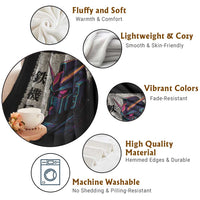Japanese Mecha Robot Throw Blanket Samurai Inspired Futuristic Kanji Design