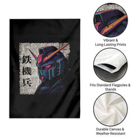 Japanese Mecha Robot Garden Flag Samurai Inspired Futuristic Kanji Design