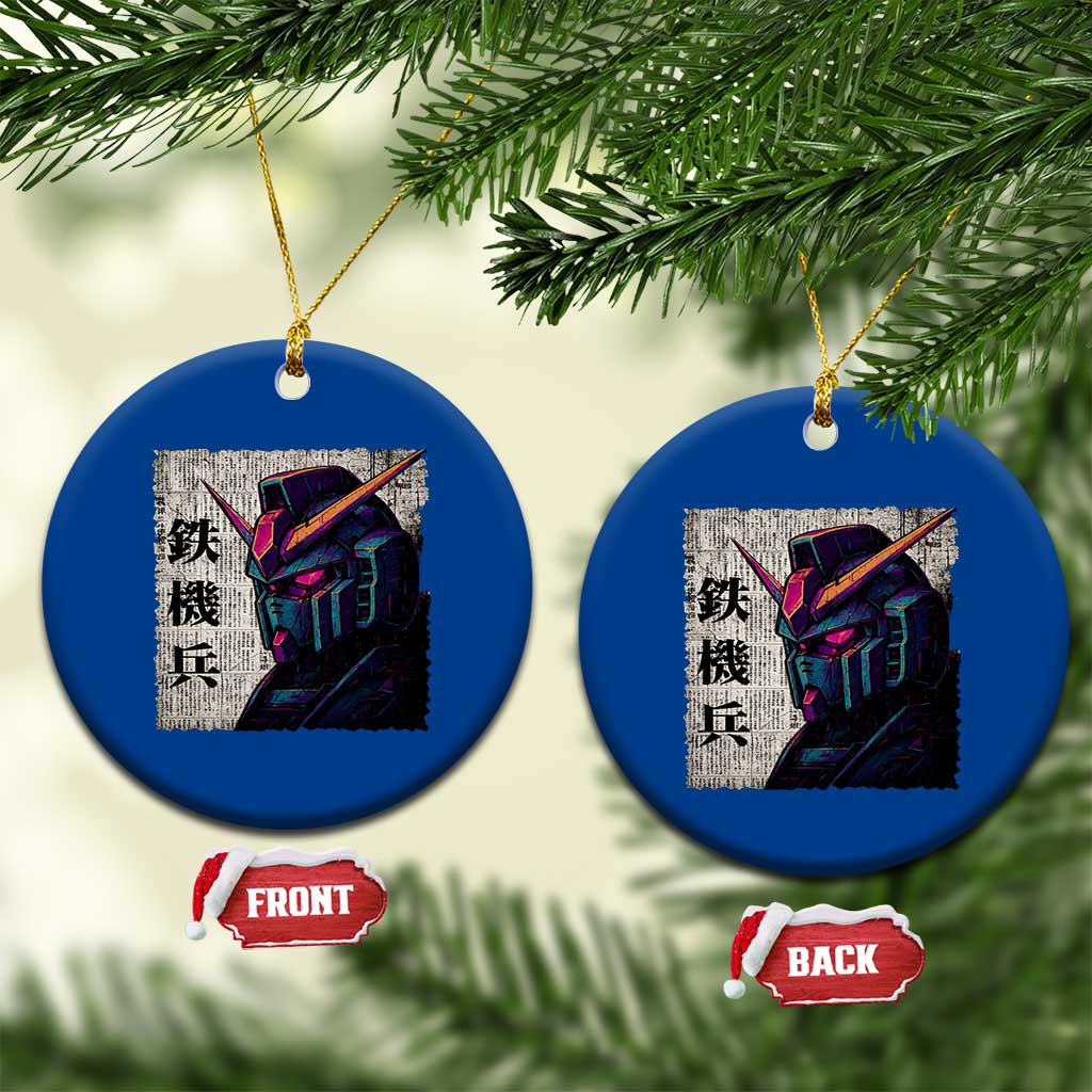 Japanese Mecha Robot Ceramic Ornament Samurai Inspired Futuristic Kanji Design