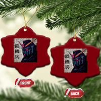 Japanese Mecha Robot Ceramic Ornament Samurai Inspired Futuristic Kanji Design
