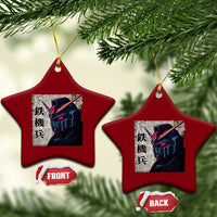 Japanese Mecha Robot Ceramic Ornament Samurai Inspired Futuristic Kanji Design