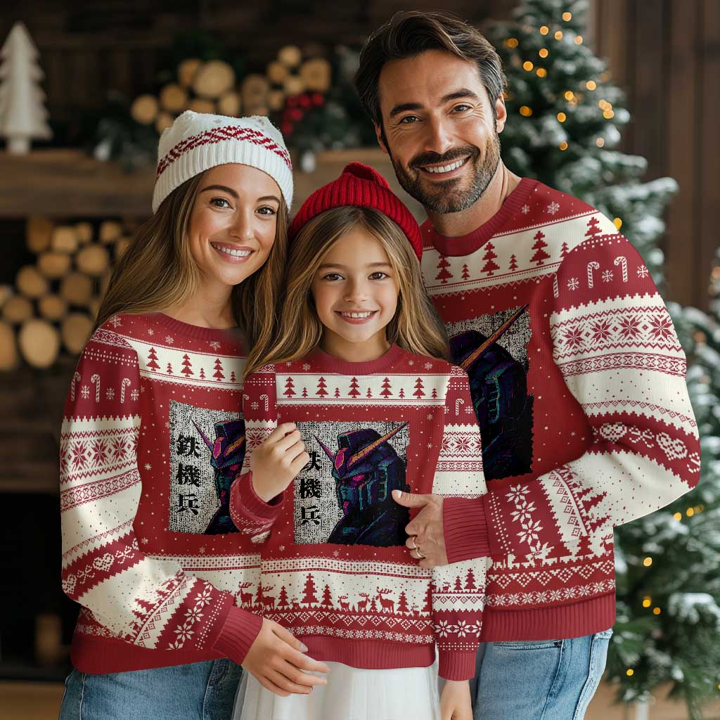 Japanese Mecha Robot Ugly Christmas Sweater Samurai Inspired Futuristic Kanji Design