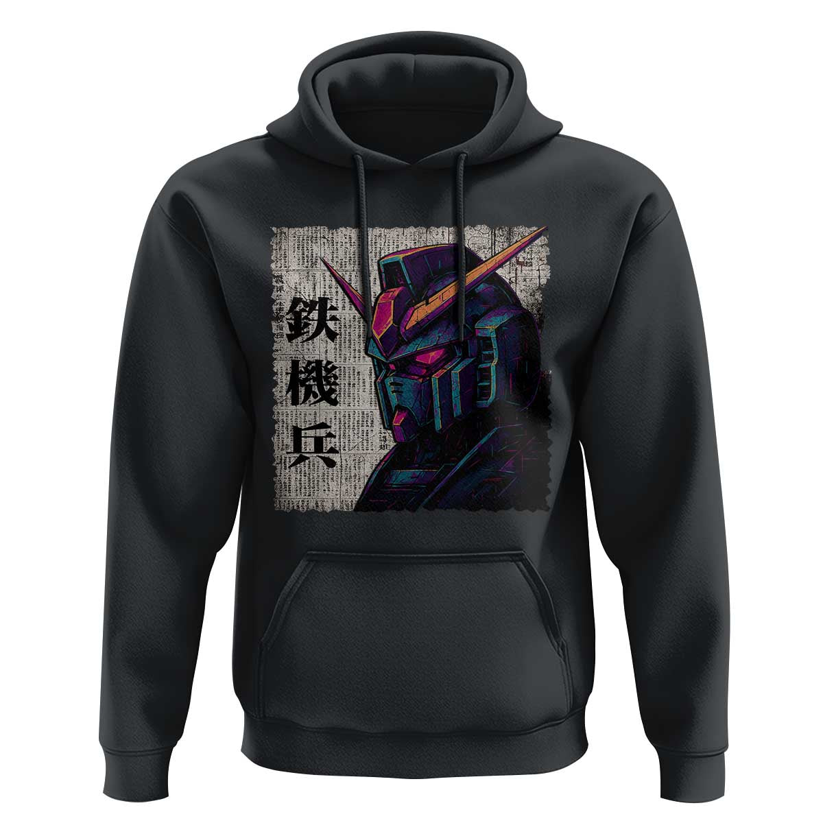 Japanese Mecha Robot Hoodie Samurai Inspired Futuristic Kanji Design