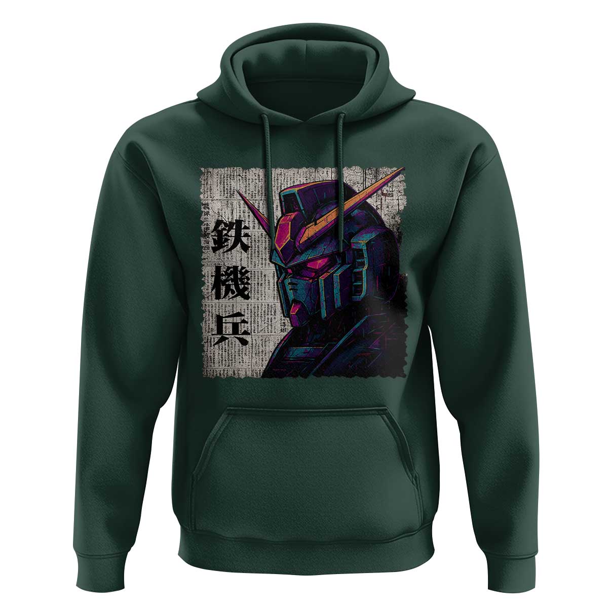 Japanese Mecha Robot Hoodie Samurai Inspired Futuristic Kanji Design