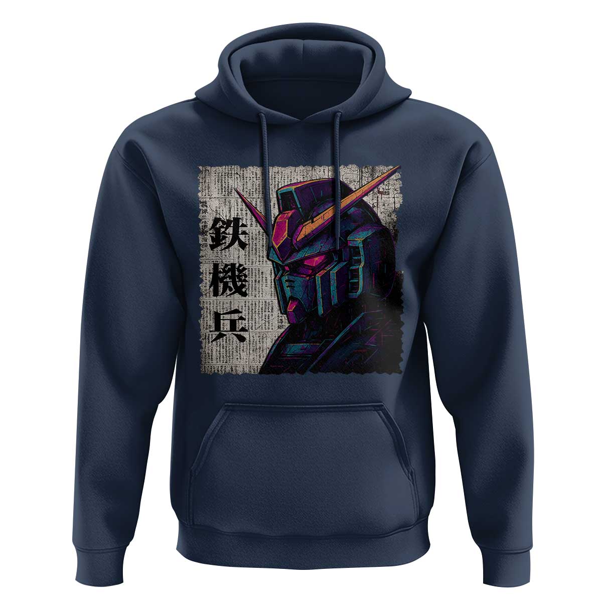 Japanese Mecha Robot Hoodie Samurai Inspired Futuristic Kanji Design