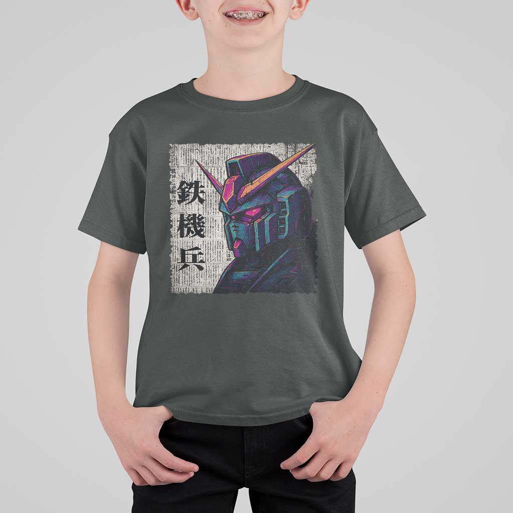 Japanese Mecha Robot T Shirt For Kid Samurai Inspired Futuristic Kanji Design