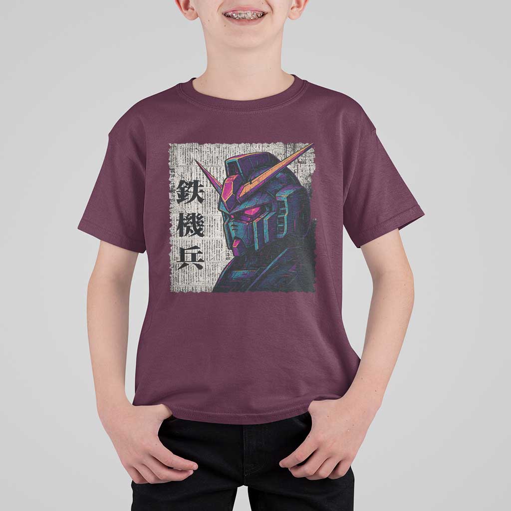 Japanese Mecha Robot T Shirt For Kid Samurai Inspired Futuristic Kanji Design