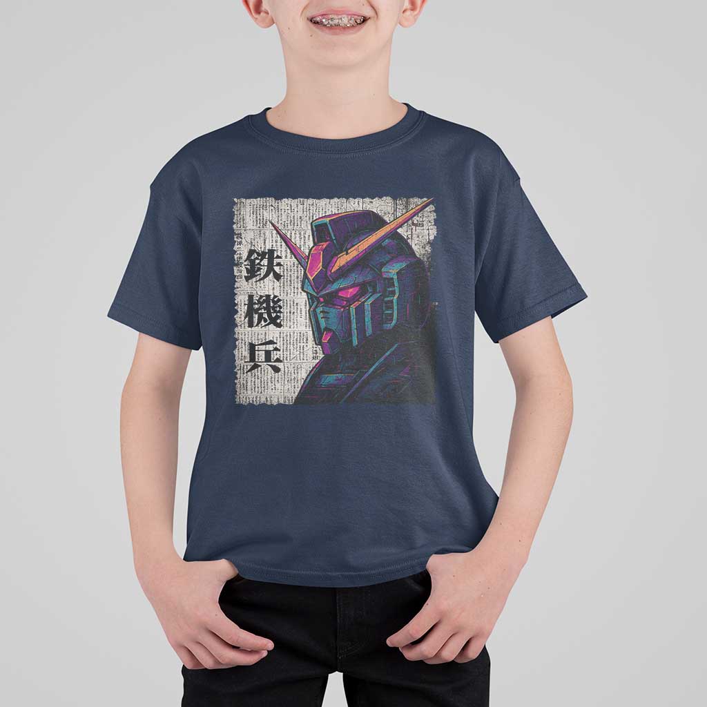 Japanese Mecha Robot T Shirt For Kid Samurai Inspired Futuristic Kanji Design